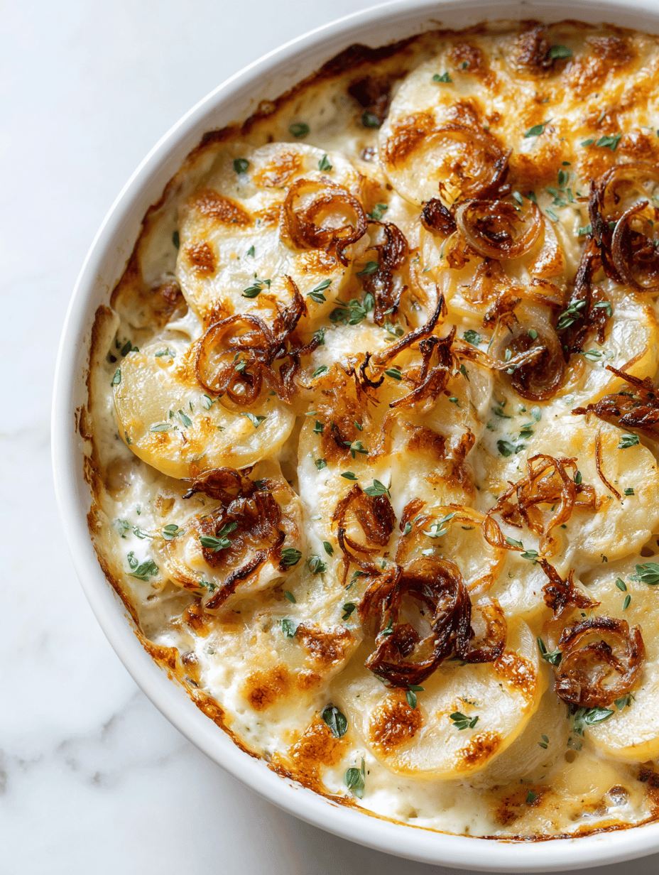 Cheesy Scalloped Potatoes with Caramelized Shallots Recipe