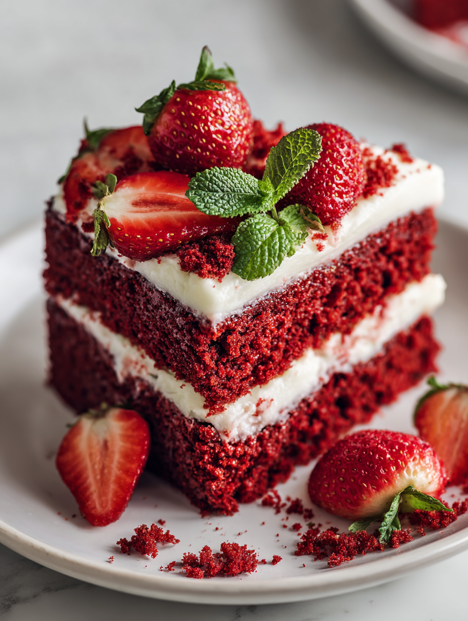 Red Velvet Strawberry Cake